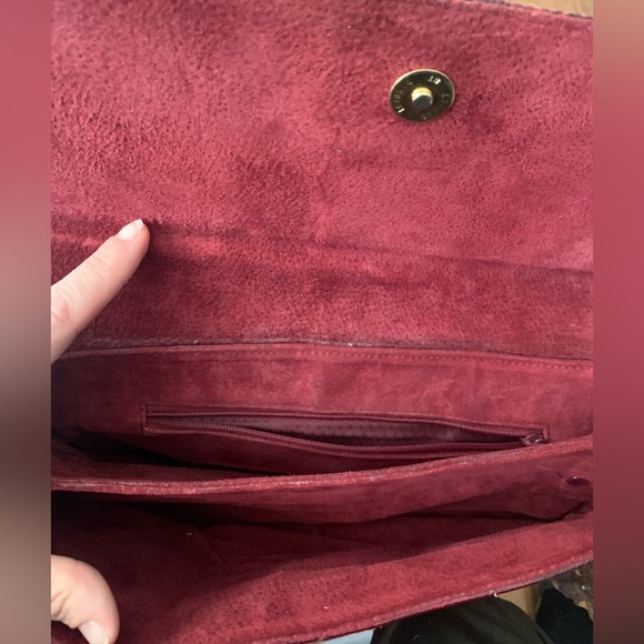 Vintage Genuine Eelskin Red & Burgundy Patchwork Clutch Bag Purse - Picture 4 of 7